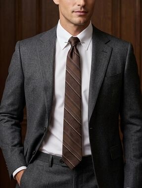 Pierre Cardin Brown Striped Tie